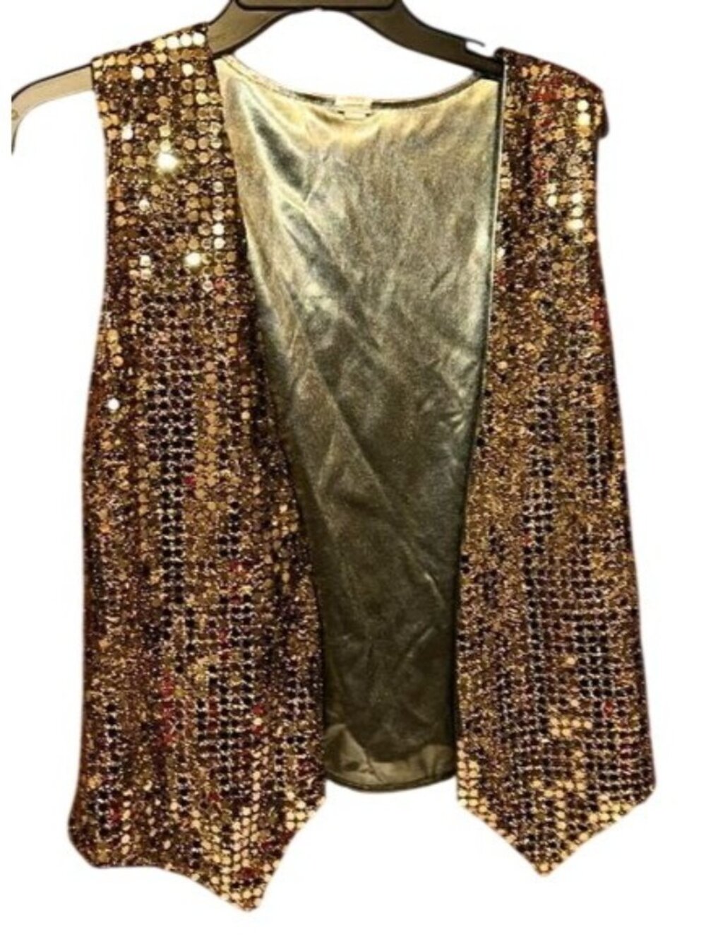 Vintage JoJace Metallic Gold Sequined Vest Tie Back